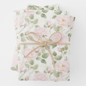 Roze Witte Bloemen Bruiloft Feest Inpakpapier Vel (In situ)