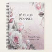 Roze Witte Bloemen Bruiloft Planner (Voorkant)