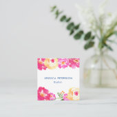 Roze Witte Bloemen Bruiloft Planner Vierkante Visitekaartje (Staand voorkant)