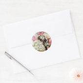 Roze & Witte Bloemen bruiloft Ronde Sticker (Envelop)
