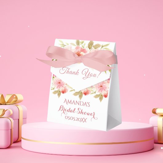 Roze witte bloemen bruiloftsdouche bedankt bedankdoosjes