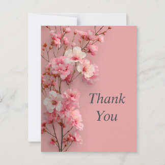 Roze & Witte Bloemen Bubblegum Roze Bedankkaart Briefkaart