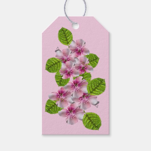 Roze & Witte Bloemen Cadeaubijsluiter Cadeaulabel (Voorkant)