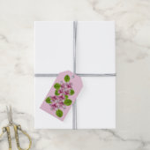 Roze & Witte Bloemen Cadeaubijsluiter Cadeaulabel (Met Touw)