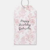 Roze Witte Bloemen Cadeaulabel (Voorkant)