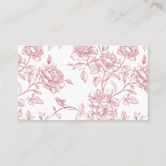 Roze Witte Bloemen Chinoiserie Enclosure Kaart (Achterkant)