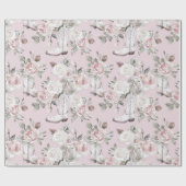 Roze Witte Bloemen Cowgirl Laarzen Verjaardag Cadeaupapier
