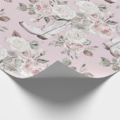 Roze Witte Bloemen Cowgirl Laarzen Verjaardag Cadeaupapier (Hoek)