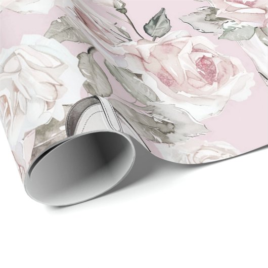 Roze Witte Bloemen Cowgirl Laarzen Verjaardag Cadeaupapier (Rol Hoek)