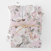 Roze Witte Bloemen Cowgirl Laarzen Verjaardag Inpakpapier Vel (In situ)