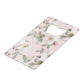  roze witte bloemen creditkaart flessenopener (Voorkant Gekanteld)