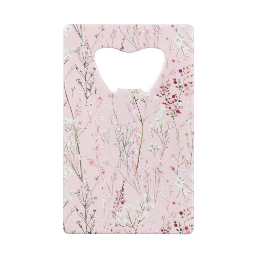  roze witte bloemen creditkaart flessenopener (Achterkant)