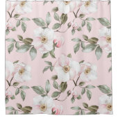  roze witte bloemen douchegordijn (Voorkant)