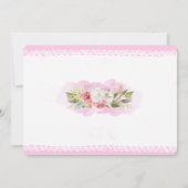 Roze Witte Bloemen Eerste Verjaardag Uitnodiging (Achterkant)