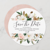 Roze & Witte Bloemen Elegante Moderne Trouwdag Save The Date (Voorkant / Achterkant)