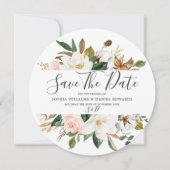 Roze & Witte Bloemen Elegante Moderne Trouwdag Save The Date (Voorkant)