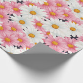 Roze Witte Bloemen Esthetische Grafische Cadeaupapier (Hoek)