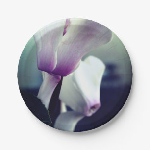 Roze Witte Bloemen Foto Custom Paper Borden Papieren Bordje