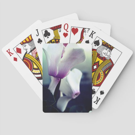 Roze Witte Bloemen Foto Klassieke Speelkaarten (Achterkant)