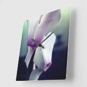 Roze Witte Bloemen Foto Vierkante Wandklok (Hoek)