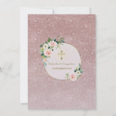 Roze Witte Bloemen Goud Meisje Bevestiging Menu Kaart (Achterkant)