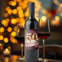 Roze Witte Bloemen Gouden 50ste bruiloft Jubileum