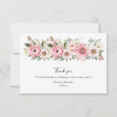 Roze Witte Bloemen Groen Eucalyptus Bruiloft Bedankkaart (Voorkant)