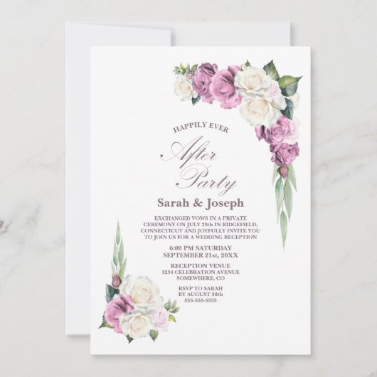 Roze Witte Bloemen Huwelijk Na Feest Kaart (Voorkant)