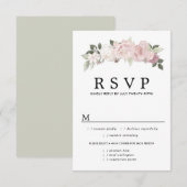 Roze Witte Bloemen Huwelijk RSVP Kaart, Maaltijden (Voorkant / Achterkant)