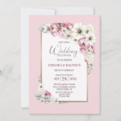 Roze Witte Bloemen Huwelijksreceptie Kaart (Voorkant)