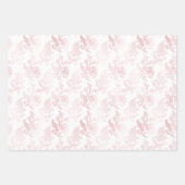 Roze Witte Bloemen Inpakpapier Vel (Voorkant)