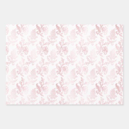 Roze Witte Bloemen Inpakpapier Vel (Voorkant)