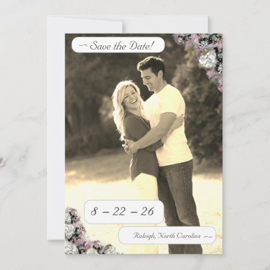 Roze & Witte Bloemen Katholiek Save The Date (Voorkant)