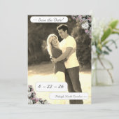 Roze & Witte Bloemen Katholiek Save The Date (Staand voorkant)