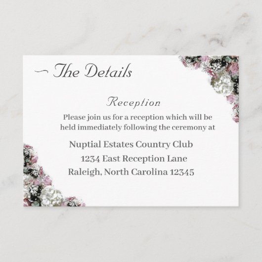 Roze & Witte Bloemen Katholieke bruiloft Informatiekaartje (Voorkant)