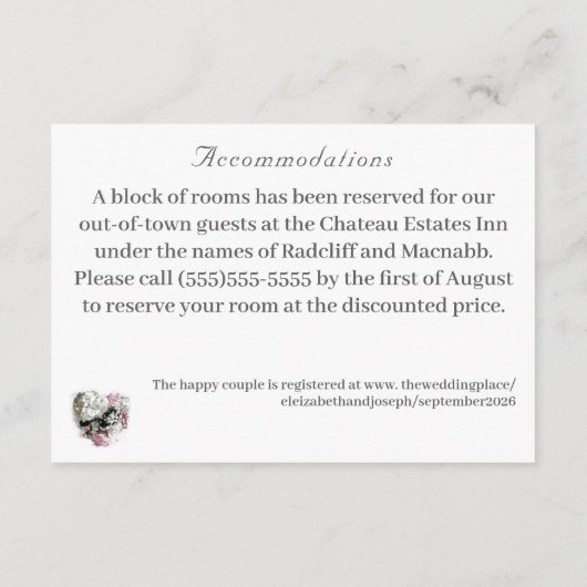 Roze & Witte Bloemen Katholieke bruiloft Informatiekaartje (Achterkant)