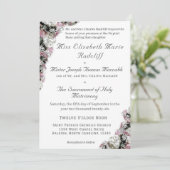 Roze & Witte Bloemen Katholieke bruiloft uitnodigi Kaart (Staand voorkant)