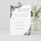 Roze & Witte Bloemen Katholieke Huwelijksreactie K RSVP Kaartje (Staand voorkant)