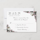 Roze & Witte Bloemen Katholieke Huwelijksreactie K RSVP Kaartje (Voorkant)