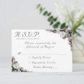 Roze & Witte Bloemen Katholieke Huwelijksreactie K RSVP Kaartje (Staand voorkant)