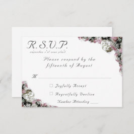 Roze & Witte Bloemen Katholieke Huwelijksreactie K RSVP Kaartje