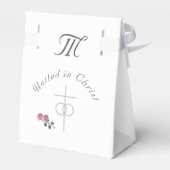 Roze & Witte Bloemen Katholieke Trouwgunstbox Bedankdoosjes (Achterkant)