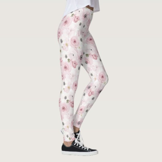 Roze witte bloemen leggings (Rechts)