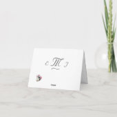 Roze & Witte Bloemen Monogrammed Dank u kaart (Achterkant)