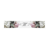Roze & Witte Bloemen Monogrammed Wedding Uitnodigingen Wikkel (Vlak)