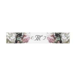 Roze & Witte Bloemen Monogrammed Wedding Uitnodigingen Wikkel