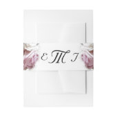 Roze & Witte Bloemen Monogrammed Wedding Uitnodigingen Wikkel (Voorkant Voorbeeld)
