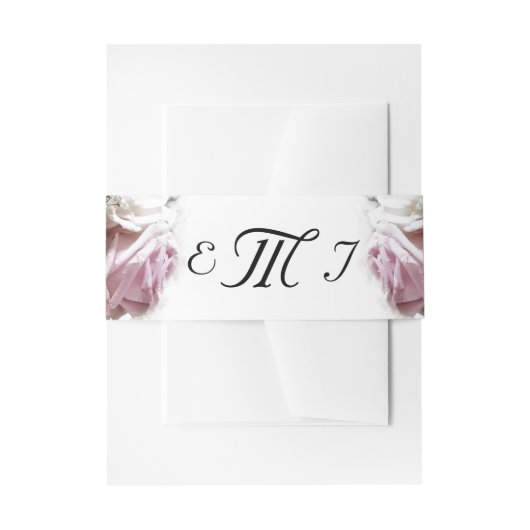 Roze & Witte Bloemen Monogrammed Wedding Uitnodigingen Wikkel (Voorkant Voorbeeld)