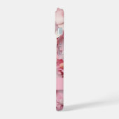 Roze witte bloemen naam script iPhone 15 case (Linkerkant)