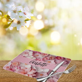 Roze witte bloemen naam script snijplank